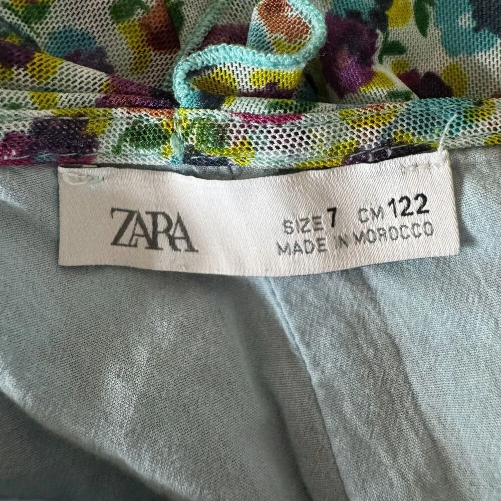 Zara Floral Ruffle Sleeveless Tank Slip Dress Kids Children's Girls Size 7